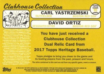 2017 Topps Heritage - Clubhouse Collection Dual Relics #CCDR-YO Carl Yastrzemski / David Ortiz Back