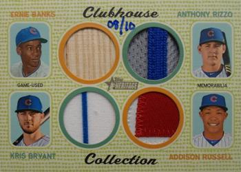 2017 Topps Heritage - Clubhouse Collection Quad Relics #CCQR-BRBR Kris Bryant / Addison Russell / Ernie Banks / Anthony Rizzo Front