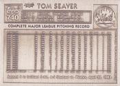 1984 Topps Gallery of Immortals Silver #12 Tom Seaver Back