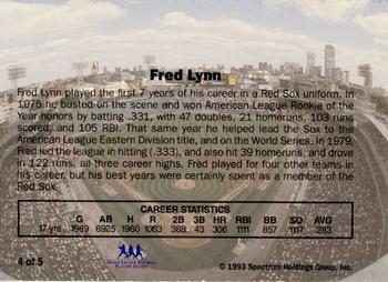 1993 Spectrum Diamond Club Red Sox #4 Fred Lynn Back