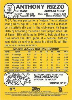 2017 Topps Heritage - Chrome Refractor #THC-410 Anthony Rizzo Back