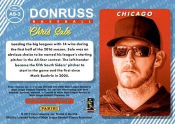 2017 Donruss - All-Stars Black #AS-3 Chris Sale Back