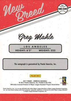 2017 Donruss - New Breed Autographs #NB-GM Greg Mahle Back
