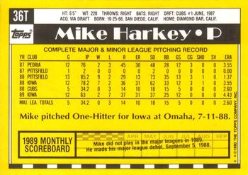 1990 Topps Traded #36T Mike Harkey Back