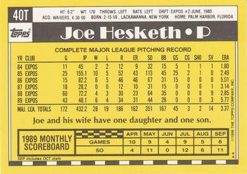 1990 Topps Traded #40T Joe Hesketh Back