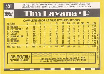 1990 Topps Traded #55T Tim Layana Back