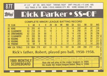 1990 Topps Traded #87T Rick Parker Back
