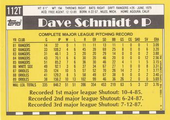 1990 Topps Traded #112T Dave Schmidt Back