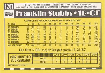 1990 Topps Traded #120T Franklin Stubbs Back