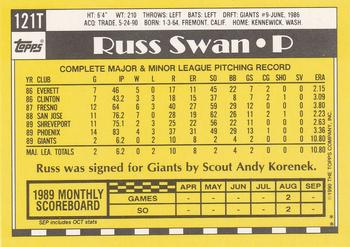1990 Topps Traded #121T Russ Swan Back