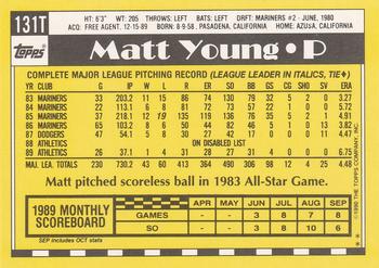 1990 Topps Traded #131T Matt Young Back
