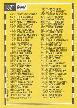 1990 Topps Traded #132T Checklist: 1T-132T Back