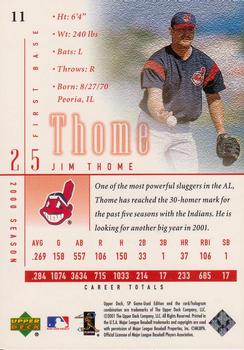 2001 SP Game Used Edition #11 Jim Thome Back