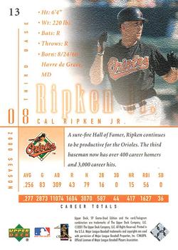 2001 SP Game Used Edition #13 Cal Ripken Jr. Back