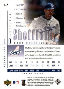 2001 SP Game Used Edition #42 Gary Sheffield Back
