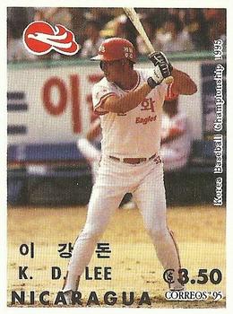 1995 Correos Nicaragua KBO Baseball Stamps #NNO Kang-Don Lee Front