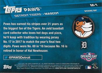 2017 Topps Opening Day - Mascots #M-1 Paws Back