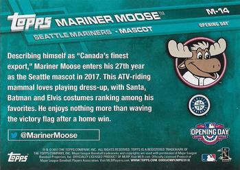 2017 Topps Opening Day - Mascots #M-14 Mariner Moose Back