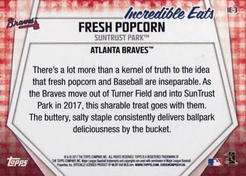 2017 Topps Opening Day - Incredible Eats #IE-3 Fresh Popcorn Back
