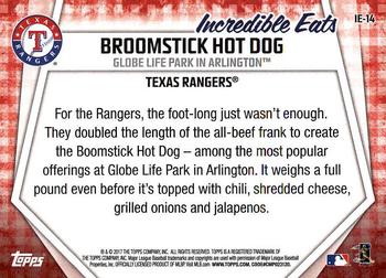 2017 Topps Opening Day - Incredible Eats #IE-14 Broomstick Hot Dog Back