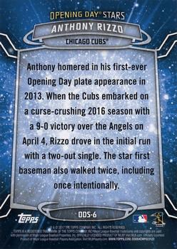 2017 Topps Opening Day - Opening Day Stars #ODS-6 Anthony Rizzo Back