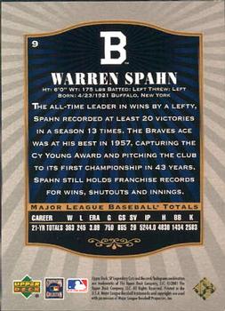 2001 SP Legendary Cuts #9 Warren Spahn Back