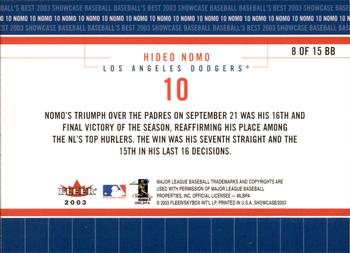 2003 Fleer Showcase - Baseball's Best #8BB Hideo Nomo Back