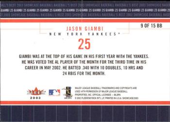 2003 Fleer Showcase - Baseball's Best #9BB Jason Giambi Back