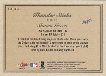 2003 Fleer Showcase - Thunder Sticks #9TS Shawn Green Back