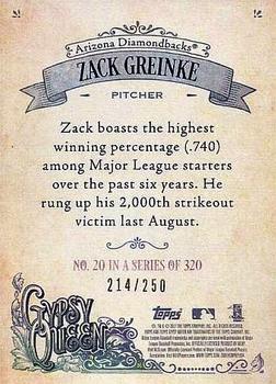 2017 Topps Gypsy Queen - Purple #20 Zack Greinke Back