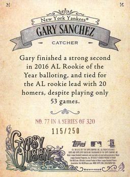2017 Topps Gypsy Queen - Purple #77 Gary Sanchez Back