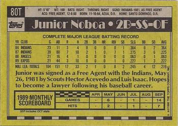 1990 Topps Traded - Gray Card Stock (Pack Version) #80T Junior Noboa Back