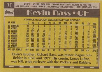 1990 Topps Traded - Gray Card Stock (Pack Version) #7T Kevin Bass Back