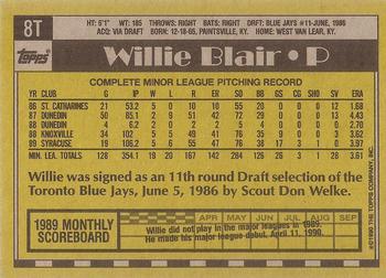 1990 Topps Traded - Gray Card Stock (Pack Version) #8T Willie Blair Back