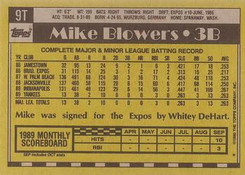1990 Topps Traded - Gray Card Stock (Pack Version) #9T Mike Blowers Back