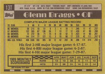 1990 Topps Traded - Gray Card Stock (Pack Version) #13T Glenn Braggs Back