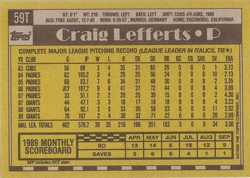 1990 Topps Traded - Gray Card Stock (Pack Version) #59T Craig Lefferts Back