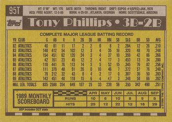 1990 Topps Traded - Gray Card Stock (Pack Version) #95T Tony Phillips Back