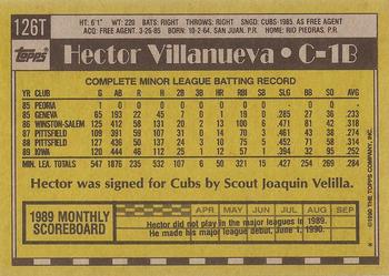 1990 Topps Traded - Gray Card Stock (Pack Version) #126T Hector Villanueva Back