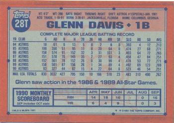 1991 Topps Traded - Gray Card Stock (Pack Version) #28T Glenn Davis Back