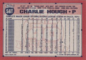 1991 Topps Traded - Gray Card Stock (Pack Version) #56T Charlie Hough Back