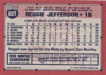 1991 Topps Traded - Gray Card Stock (Pack Version) #60T Reggie Jefferson Back
