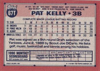 1991 Topps Traded - Gray Card Stock (Pack Version) #67T Pat Kelly Back