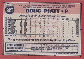1991 Topps Traded - Gray Card Stock (Pack Version) #92T Doug Piatt Back