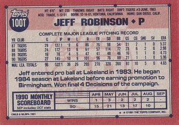 1991 Topps Traded - Gray Card Stock (Pack Version) #100T Jeff Robinson Back