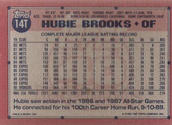 1991 Topps Traded - Gray Card Stock (Pack Version) #14T Hubie Brooks Back