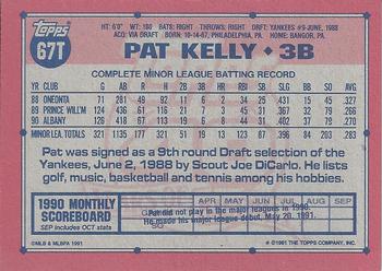 1991 Topps Traded - Gray Card Stock (Pack Version) #67T Pat Kelly Back
