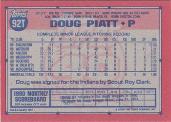 1991 Topps Traded - Gray Card Stock (Pack Version) #92T Doug Piatt Back