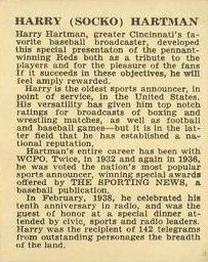 1940 Harry Hartman Cincinnati Reds (W711-2) #NNO Harry Hartman Back