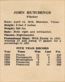 1940 Harry Hartman Cincinnati Reds (W711-2) #NNO Johnny Hutchings Back